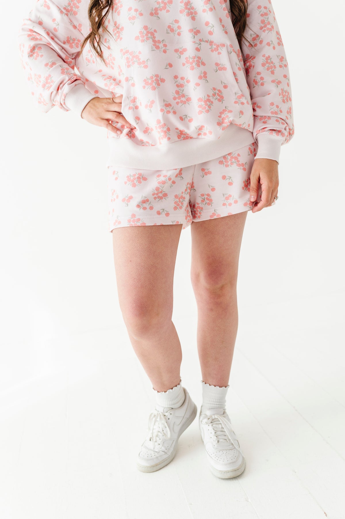 Rose Garden Stripe Adult Sweat Shorts