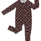 Bamboo Zip Romper | Chocolate Wavy Checkered