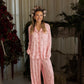 Women's Bamboo Button Up Lounge Set | Pink Candy Cane