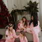 Girl's Bamboo Button Up Lounge Set | Pink Candy Cane
