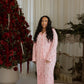 Women's Bamboo Button Up Lounge Set | Pink Candy Cane