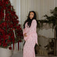 Women's Bamboo Button Up Lounge Set | Pink Candy Cane