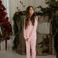 Girl's Bamboo Button Up Lounge Set | Pink Candy Cane