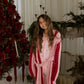 Girl's Bamboo Button Up Lounge Set | Pink Candy Cane