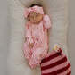 Bamboo Head Wrap | Pink Candy Cane
