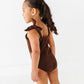 Brown Metallic Kids Swim Suit