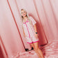 Strawberry Squeeze Adult Ruffle Button Up Short Set