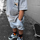 Grey Acid Wash Sweat Shorts