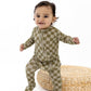SAGE CHECK | ZIP ROMPER