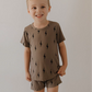 Bamboo Short Set | Brown & Black Lightning Bolt