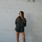 Women's Bamboo Short Set | B&W Polka Dot