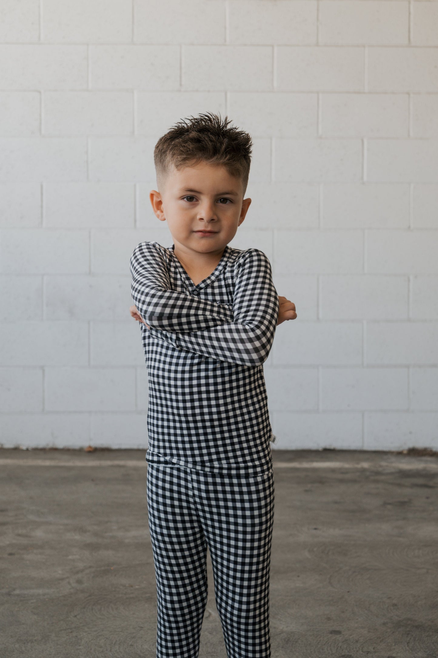 Bamboo Two Piece Pajamas | Black Gingham