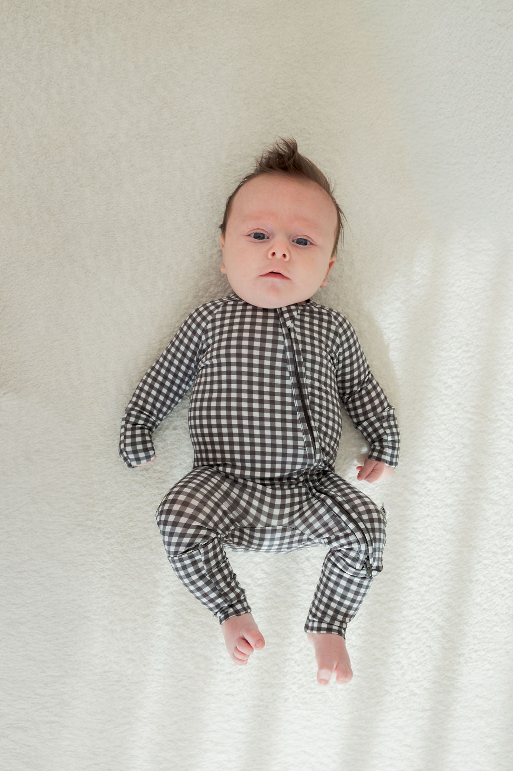 Bamboo Zip Pajamas | Green Gingham