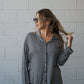 Women's Bamboo Button Up Lounge Set | Black Gingham