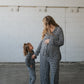 Girl's Bamboo Button Up Lounge Set | Black Gingham