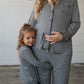 Girl's Bamboo Button Up Lounge Set | Black Gingham