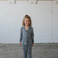 Girl's Bamboo Button Up Lounge Set | Black Gingham