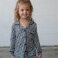 Girl's Bamboo Button Up Lounge Set | Black Gingham