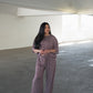Women's Bamboo Crop Tee Lounge Set | Maroon Stripe