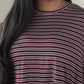 Women's Bamboo Crop Tee Lounge Set | Maroon Stripe