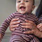 Bamboo Zip Pajamas | Maroon Stripe