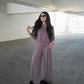 Women's Bamboo Crop Tee Lounge Set | Maroon Stripe