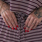 Women's Bamboo Crop Tee Lounge Set | Maroon Stripe