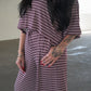 Women's Bamboo Crop Tee Lounge Set | Maroon Stripe