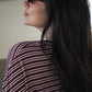 Women's Bamboo Crop Tee Lounge Set | Maroon Stripe