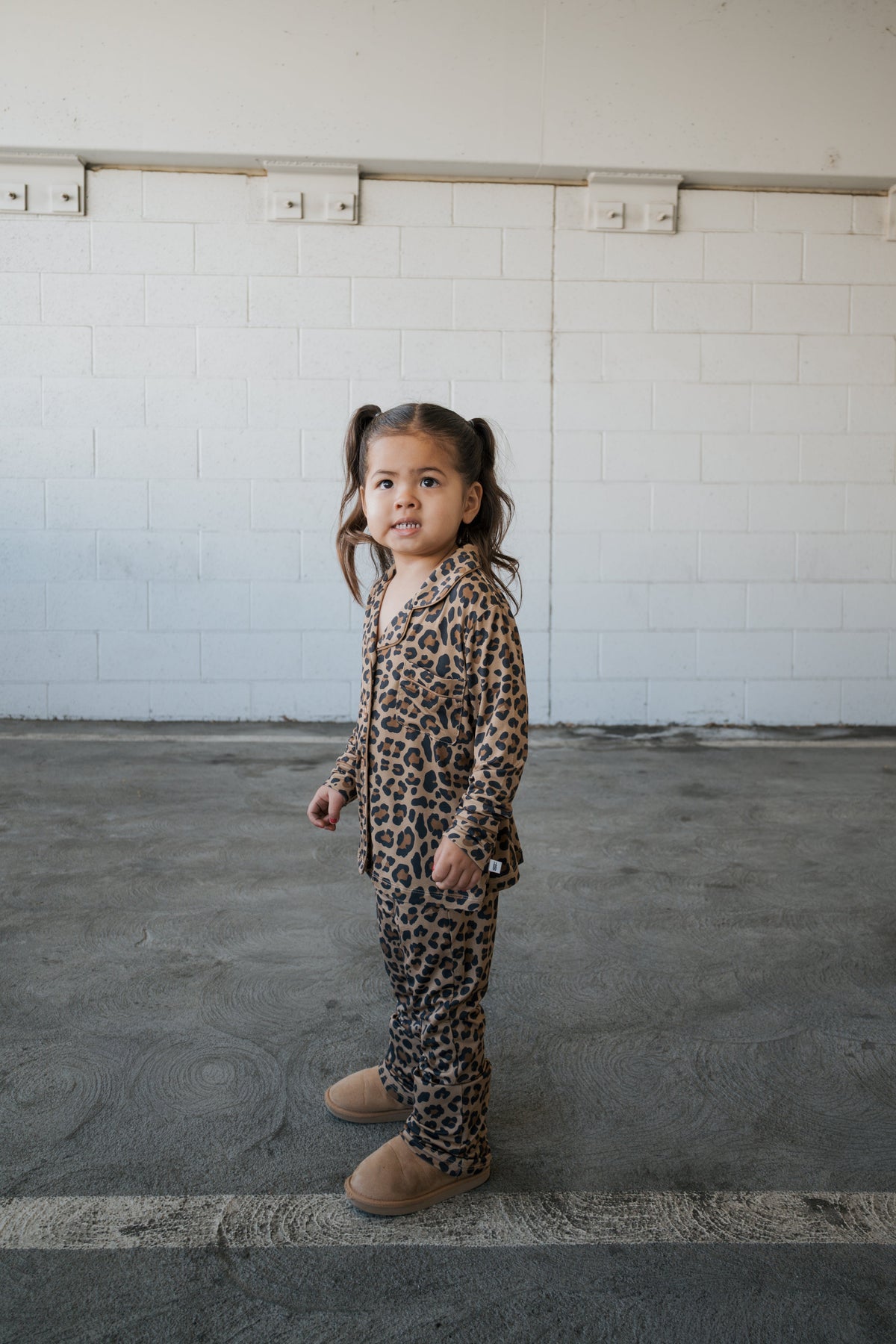 Girl's Bamboo Button Up Lounge Set | Leopard