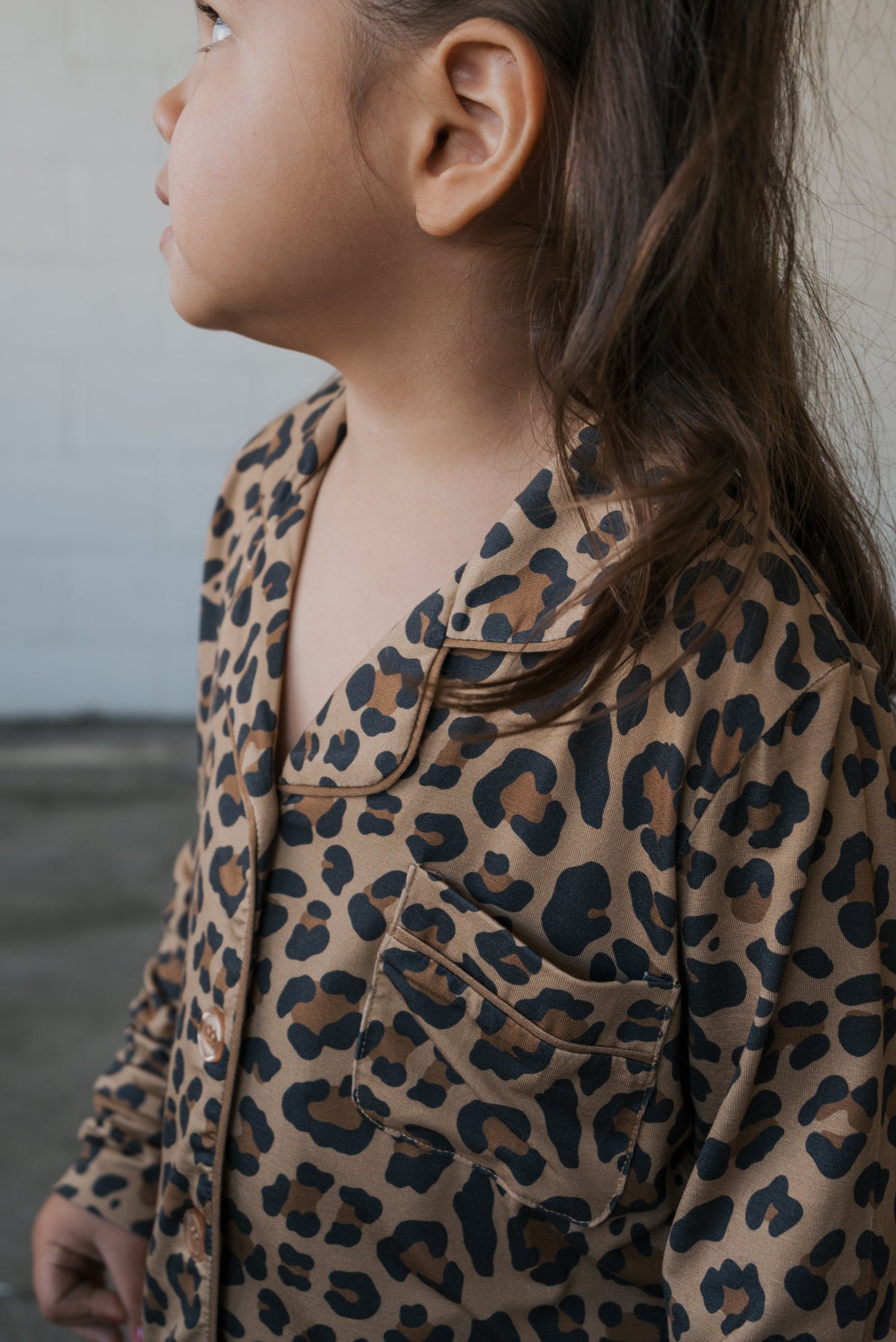 Girl's Bamboo Button Up Lounge Set | Leopard