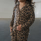 Girl's Bamboo Button Up Lounge Set | Leopard