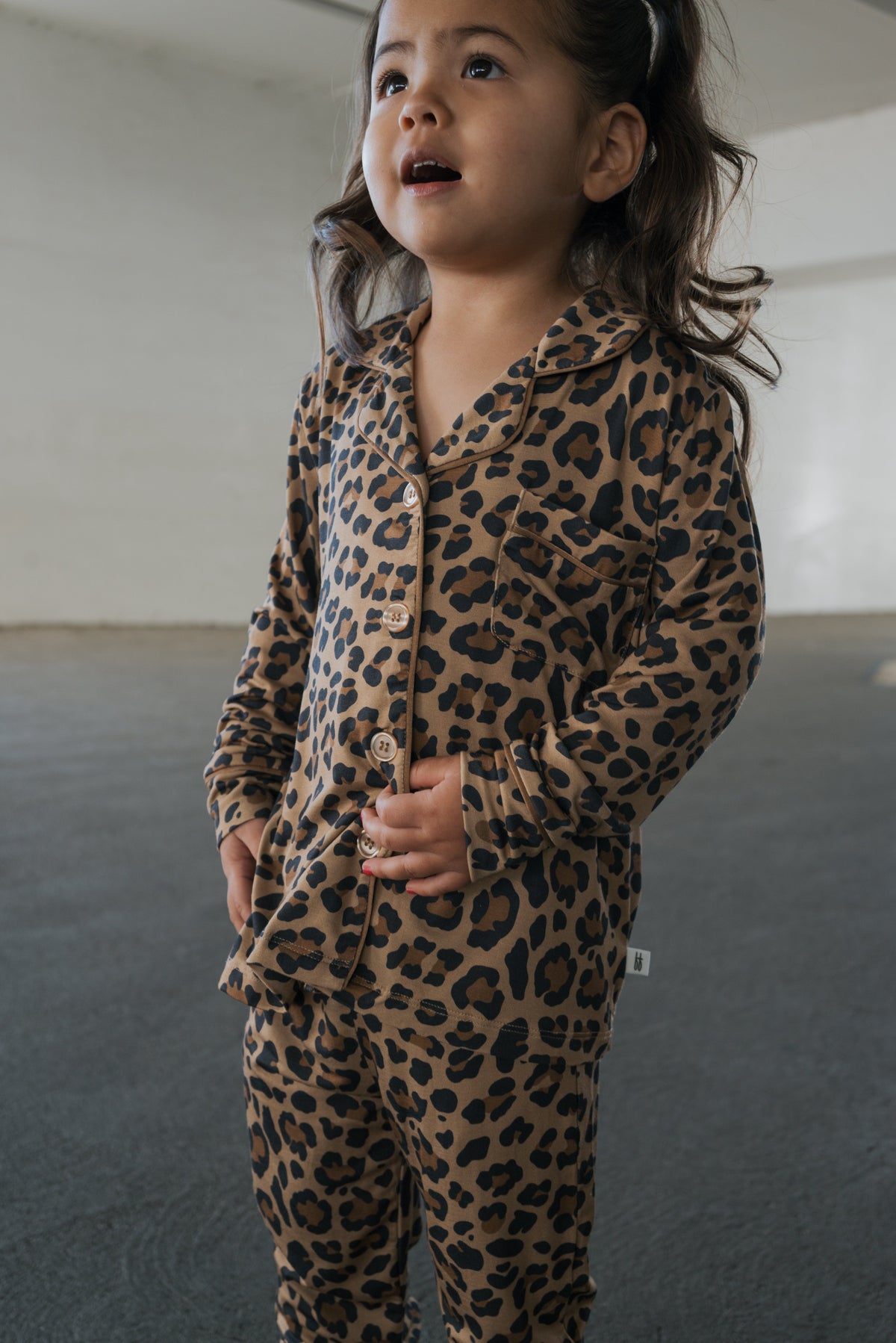 Girl's Bamboo Button Up Lounge Set | Leopard