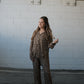 Women's Bamboo Button Up Lounge Set | Leopard