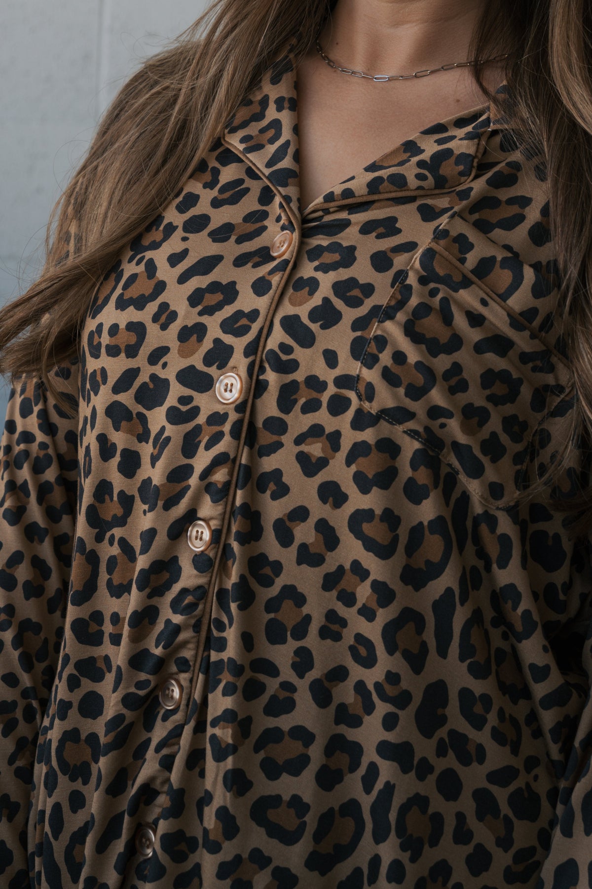 Women's Bamboo Button Up Lounge Set | Leopard
