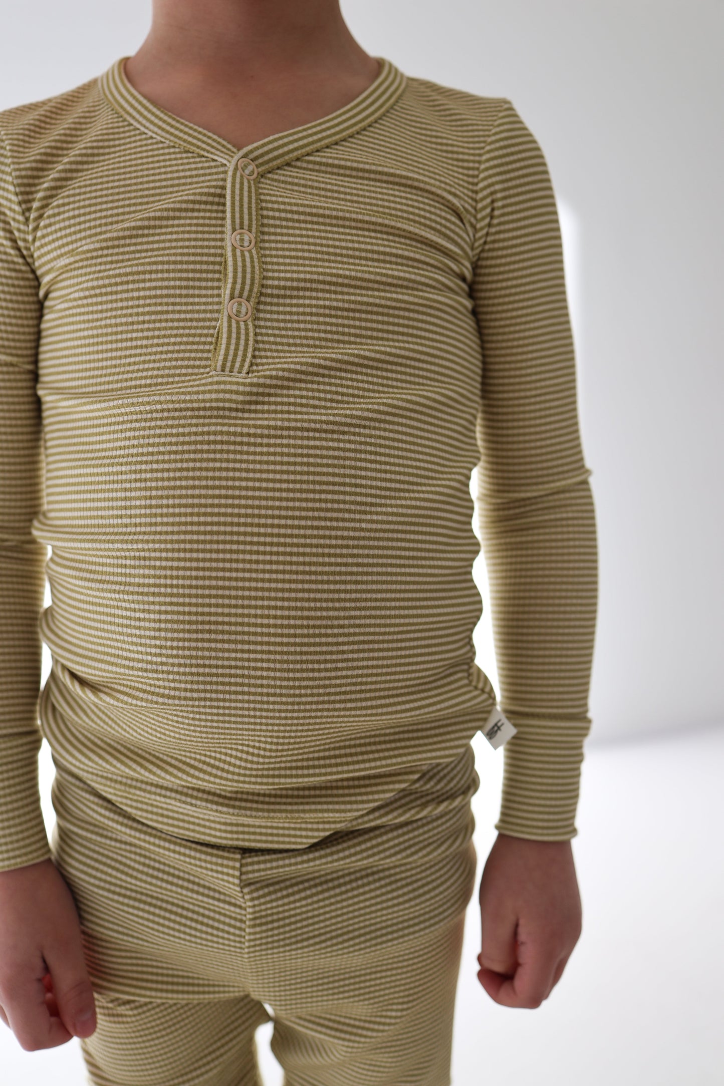 Bamboo Two Piece Pajamas | Willow Stripe Ribbed