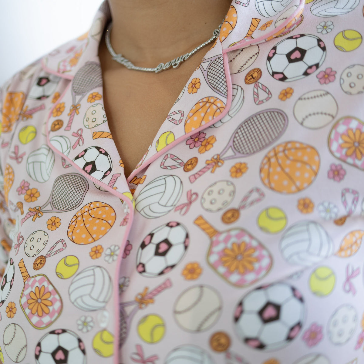 Game Winning Dreams Adult Short Sleeve Flare Button Up Set
