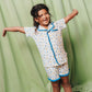 Blueberry Breeze Ruffle Button Up Short Set