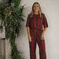 Women's Boxy Tee Lounge Set | Christmas Plaid
