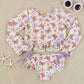 BLOSSOMIN’ BUTTERFLY DREAM 2-PIECE RASH GUARD RUFFLE SWIM SUIT
