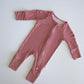 Bamboo Zip Pajamas | Peppermint Stripe Ribbed