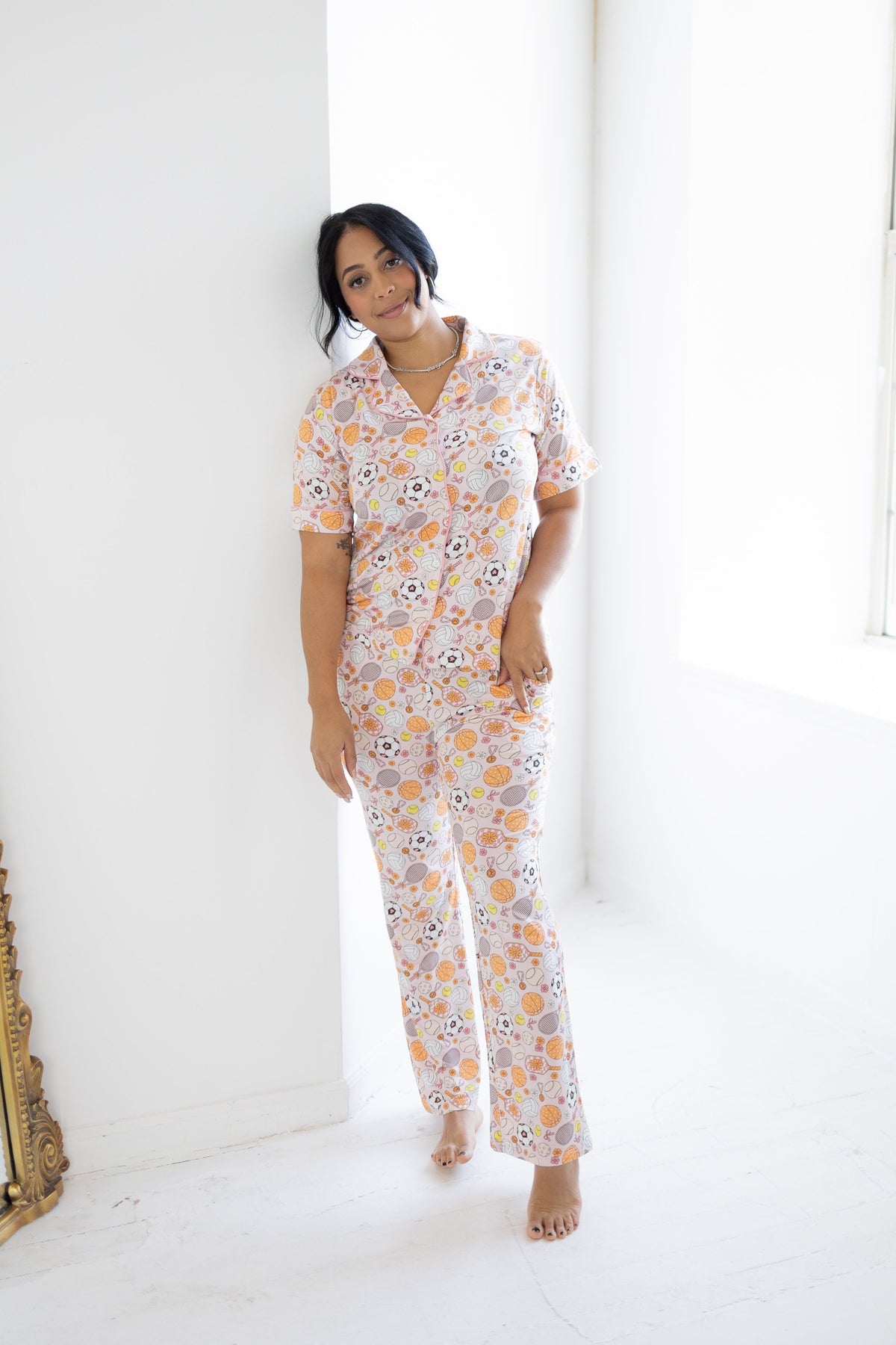 Game Winning Dreams Adult Short Sleeve Flare Button Up Set