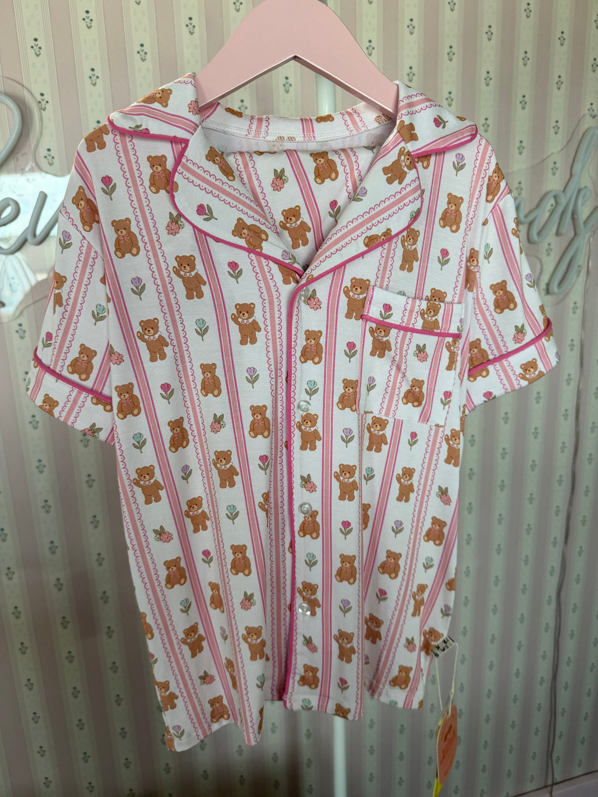 Teddy Tulips Button Up Short Set