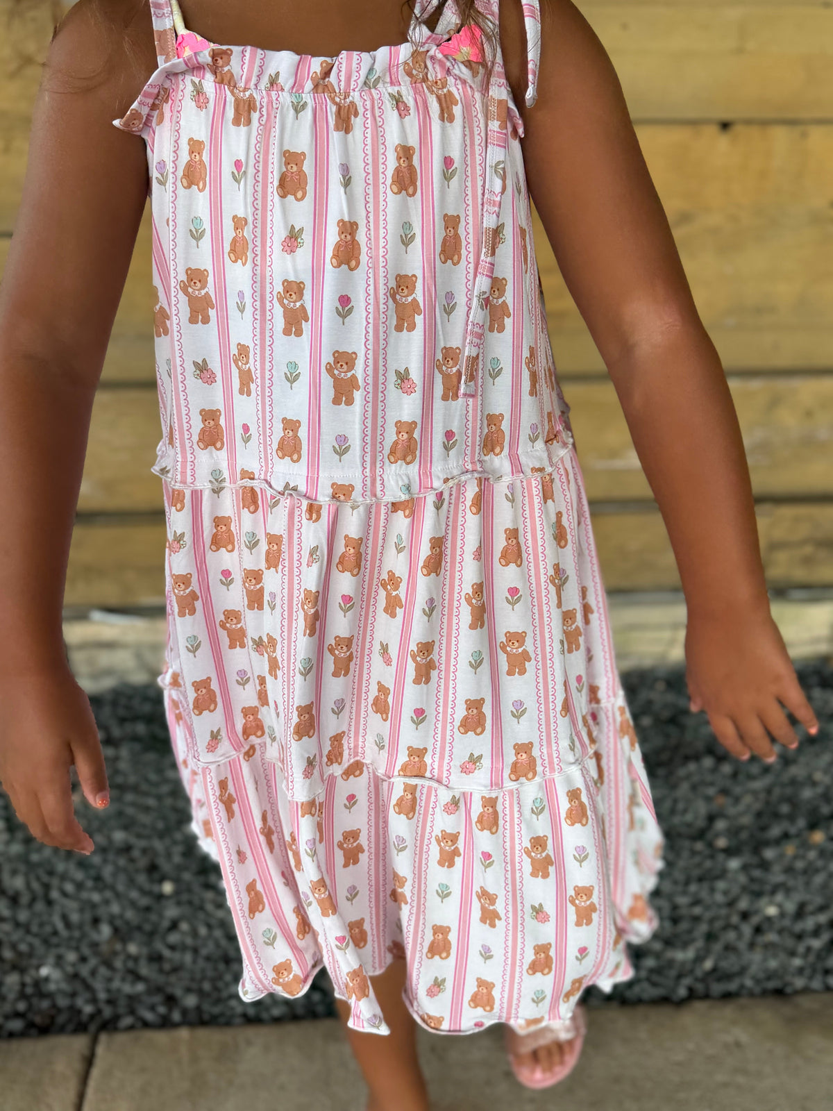Teddy Tulips Tier Twirl Dress