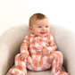 CORAL GINGHAM | ZIP ROMPER