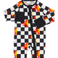 Bamboo Zip Romper | Checker Blaze