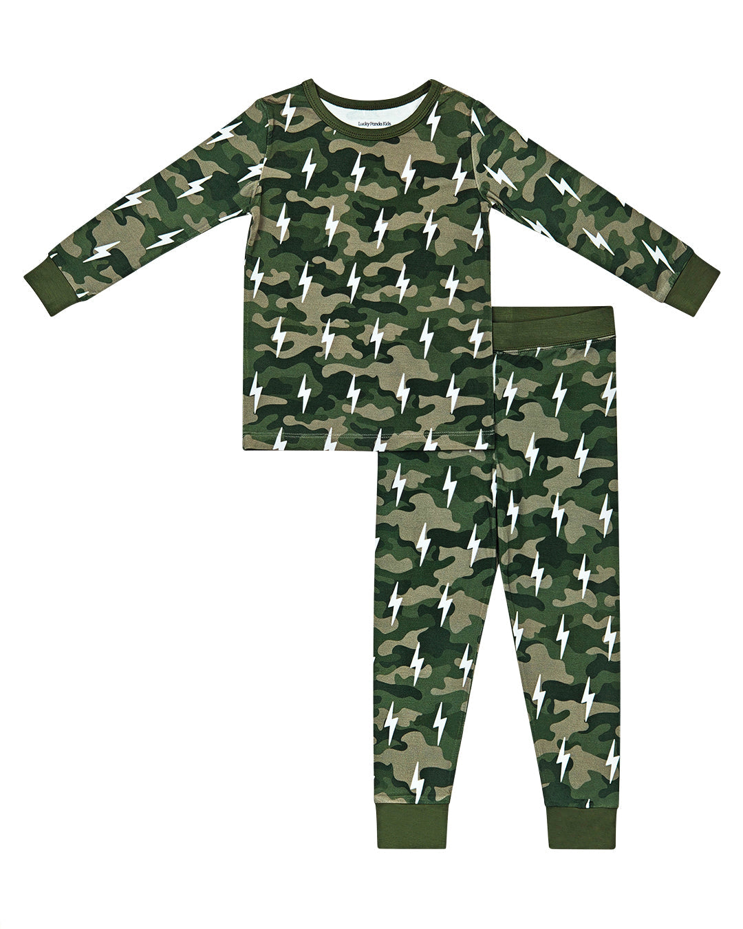 Bamboo Two Piece Set | Green Camo Bolts