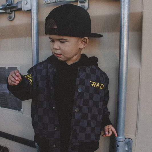 KIDS WATERPROOF LETTERMAN JACKET - CHECKERS