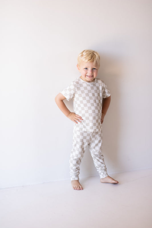 Bamboo Two Piece Lounge Set | Checkerboard