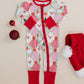 Bamboo Zip Romper | Santa Patchwork